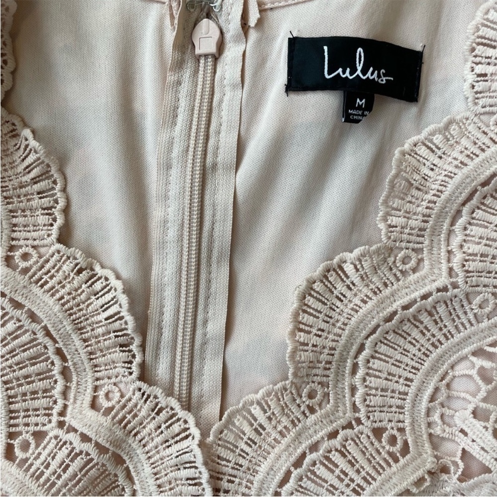 Lulus Blush Lace Skater Dress, M - Picture 8 of 14